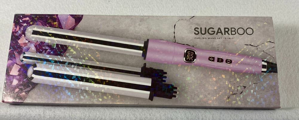 Sugarboo 3-in-1 Digital Titanium Curling Wand Set Pink Interchangable Barrels